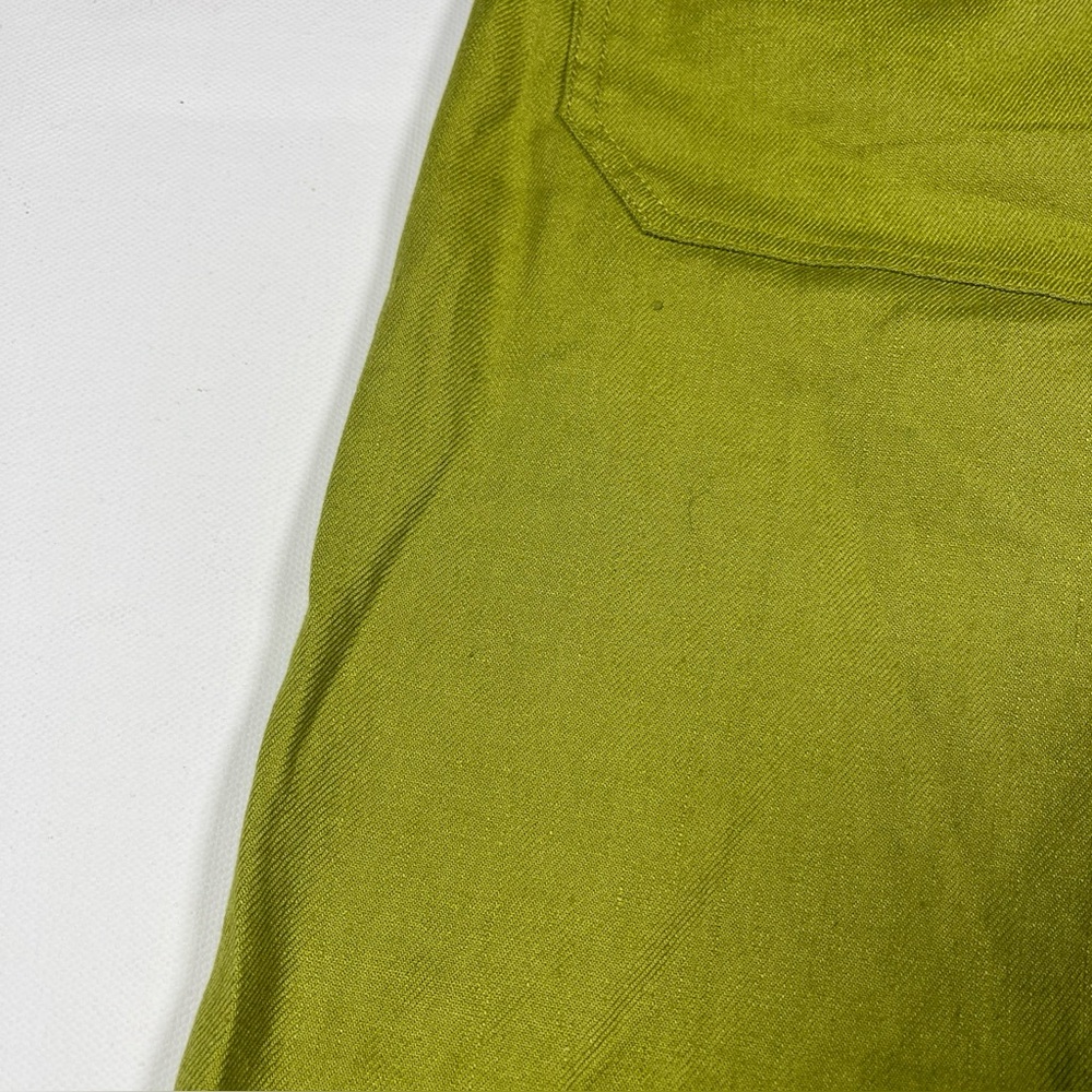 Maeve Pants The Colette Wide Leg Crop Linen Blend Yellow Green Casual Work Sz 27 - Picture 15 of 15